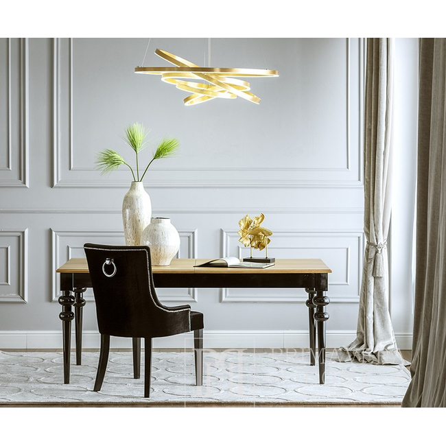 Glamorous table, elegant, wooden, classic for the dining room, non-extensible, glossy, white MILANO