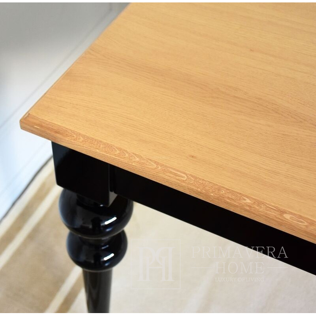 Stół glamour, elegancki, drewniany, klasyczny do jadalni, nierozkładany, z połyskiem, biały CLASSIC
