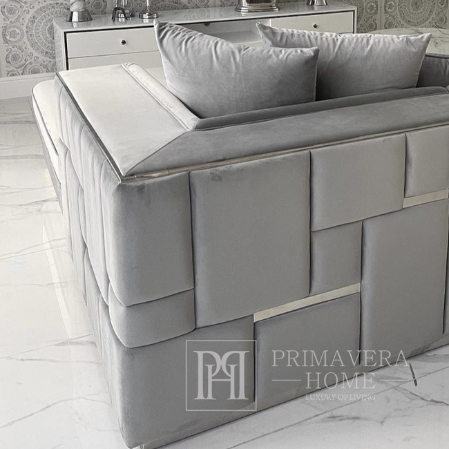 EMPORIO pilkas sidabrinis žavingas fotelis modernus