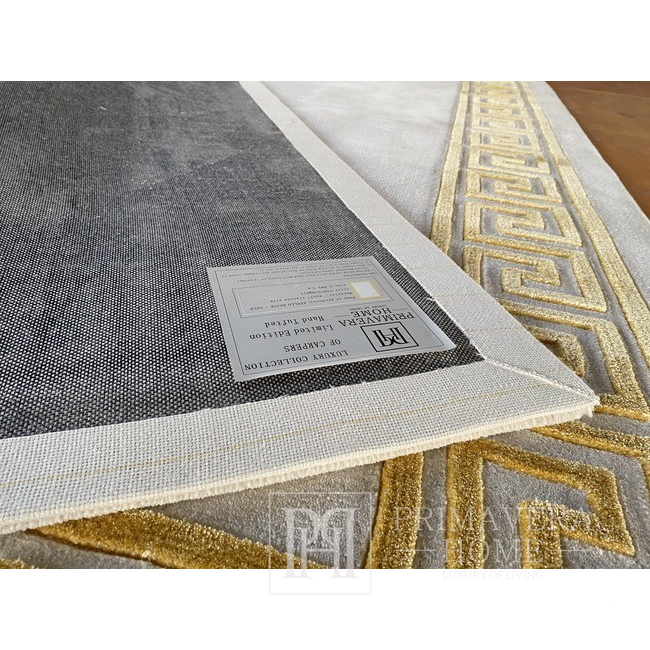 Luksusowy dywan z greckim wzorem, klasyczny, beżowy, złoty APOLLO GOLD 