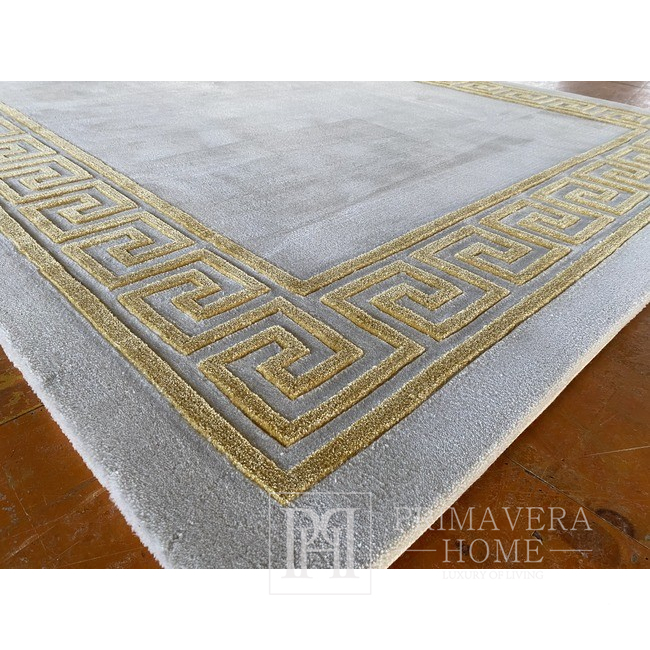 Luksusowy dywan z greckim wzorem, klasyczny, beżowy, złoty APOLLO GOLD 