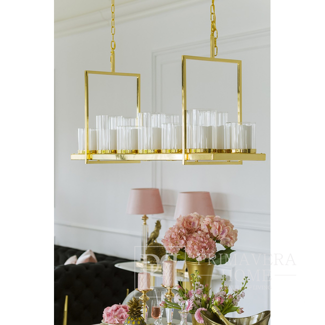 Żyrandol glamour złota lampa wisząca z kryształami