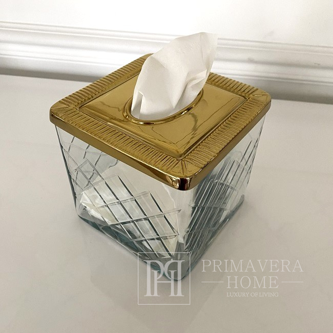 Kristalinis servetėlių indelis, žavingas, su plieniniu dangteliu, kvadratinis aukso servetėlių laikiklis 