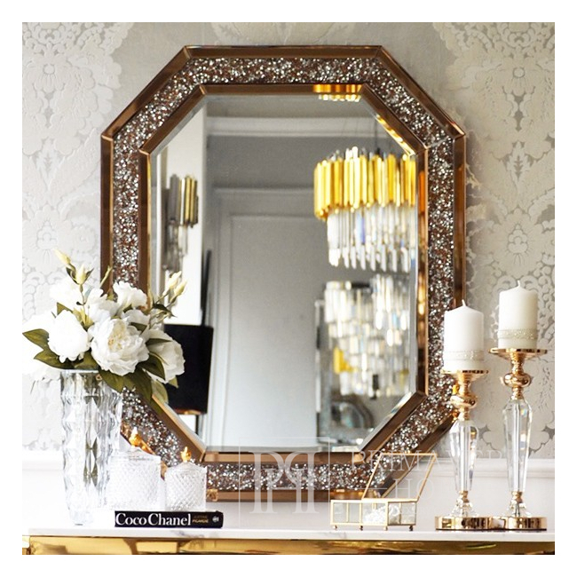Deimantinis veidrodis, glamour 100x80 aukso, baltas RARE GOLD OUTLET 