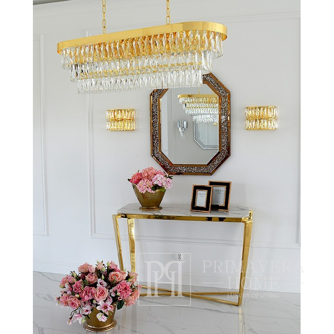 Lustro diamentowe, geometryczne, glamour 100x80 złote RARE GOLD OUTLET 