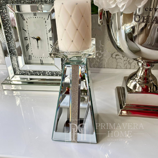 Glamour stiliaus veidrodinė žvakidė ant pjedestalo PIRAMIDA M