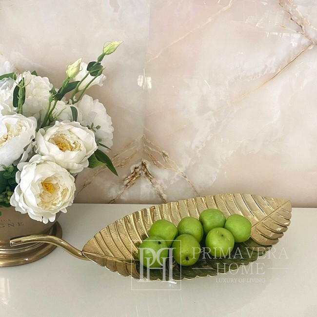 Decorative tray for fruit, sweets, keys, modern, steel, gold, decorative, gold leaf