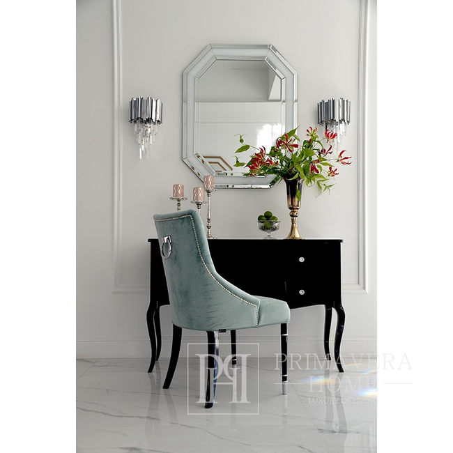 Glamour Kommode Schwarz Hochglanz, gebogene Beine, luxuriös, stylisch 120cm ELENA GLAMOUR OUTLET 