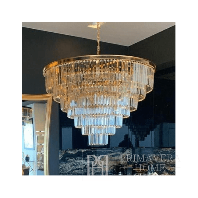 Żyrandol GLAMOUR XL 100 cm kryształowy okrągły, nowoczesny lampa wisząca złoty