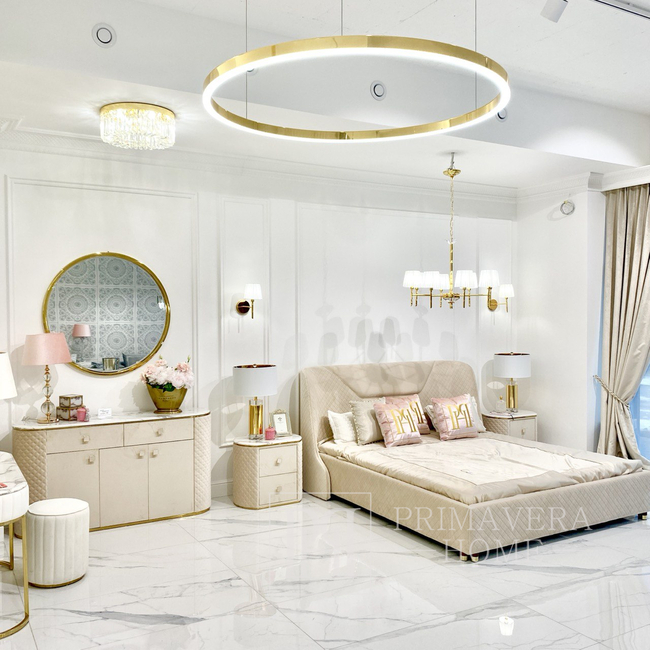LED Glamourlampe rund mit Glanzring verstellbar, modern, loft gold für das Wohnzimmer GALASSIA Ring 80cm 