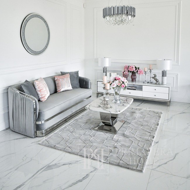 MADONNA Elegant and modern silver grey glamour upholstered sofa