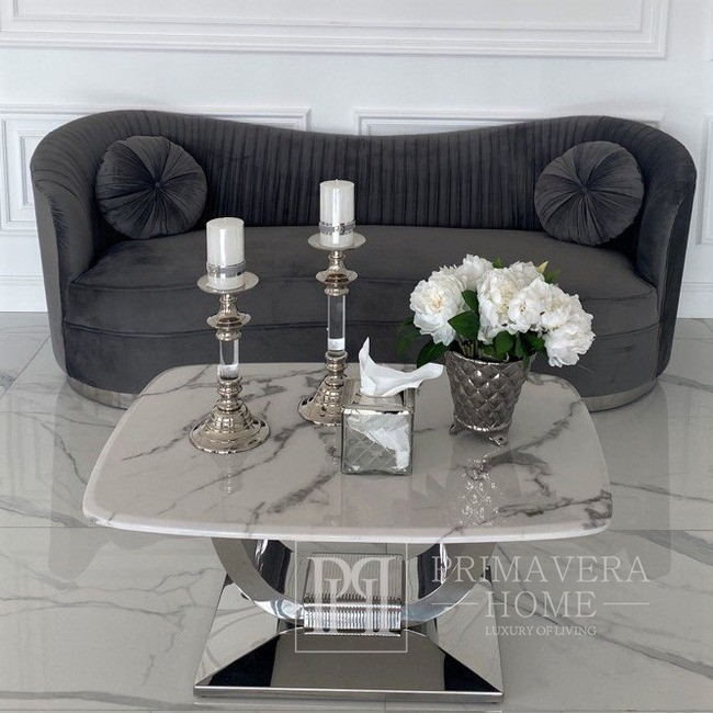 Modernes Sofa, für das Wohnzimmer, plissiert, klassisch, glamourös, grau DONNA 