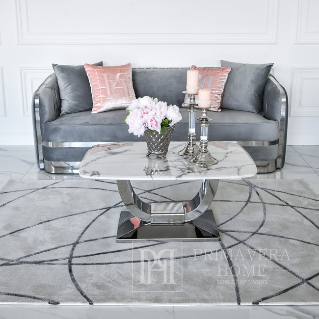 Modern, designer carpet for the living room, for the bedroom, glamor, grey, STRIPES SILVER 