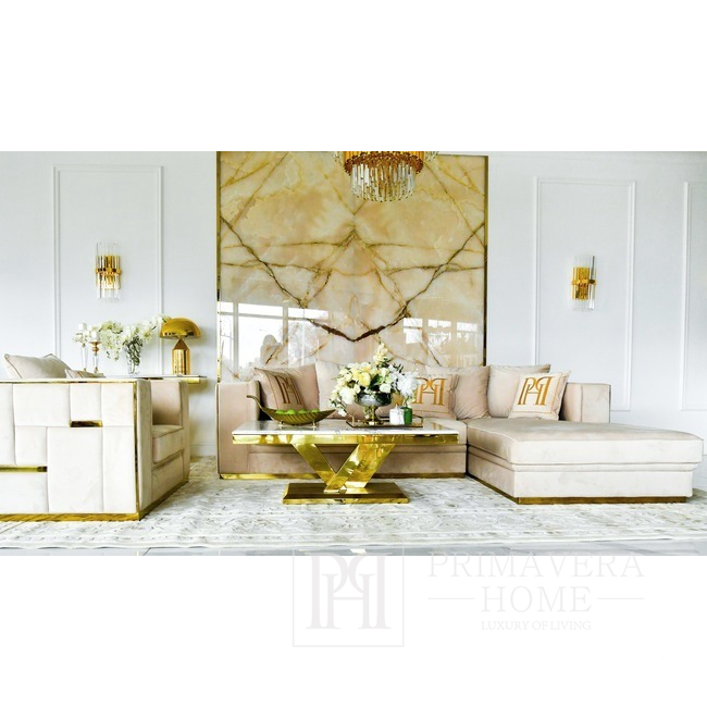 Modern, golden and beige EMPORIO armchair