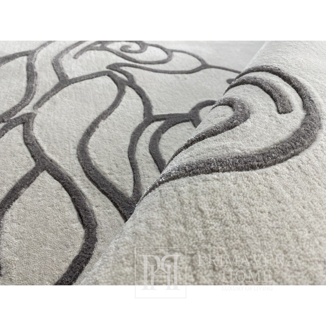 Medusa veido apvalus kilimas svetainei, valgomajam, graikiškas raštas, pilkas MEDUSA SILVER 180cm 