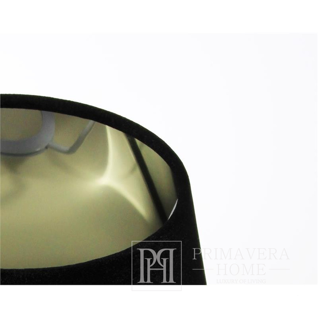 Schwarzer Lampenschirm für eine Nachttischlampe, Glamour, rund, konisch, Velours mit silbernem Finish, 25 cm 