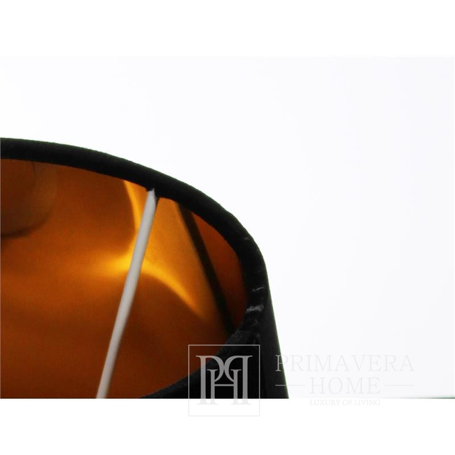 Schwarzer Lampenschirm für eine Nachttischlampe, Glamour, rund, konisch, Velours mit Goldfinish, 25 cm 