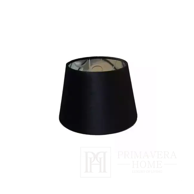 Schwarzer Lampenschirm für eine Nachttischlampe, Glamour, rund, konisch, Velours mit silbernem Finish, 25 cm 
