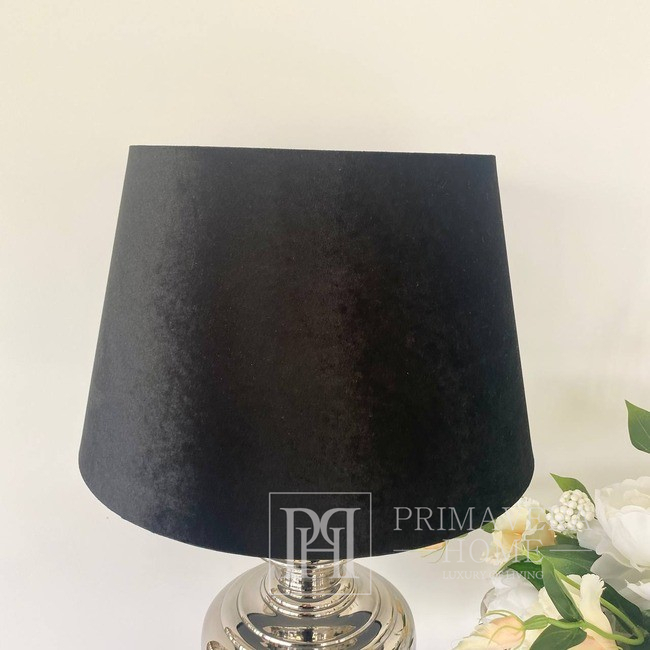 Abażur do lampy stołowej, glamour, okrągły, stożkowy, welurowy czarny 35 cm
