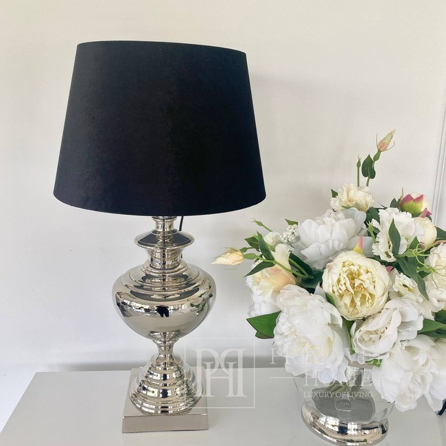 Lampenschirm für eine Tischlampe, Glamour, rund, konisch, schwarzer Velours 35 cm 
