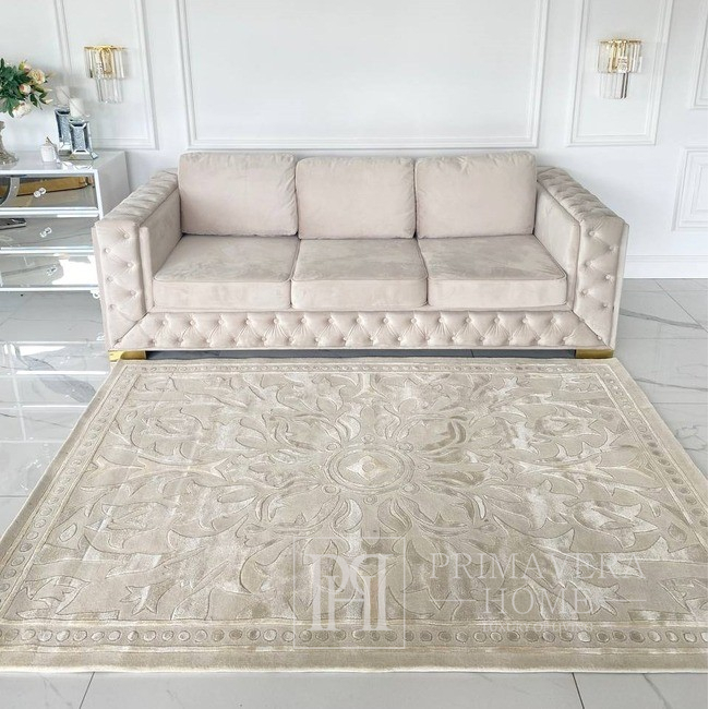 Exclusive carpet for the dining room and living room, classic, gray, beige ORNAMENT