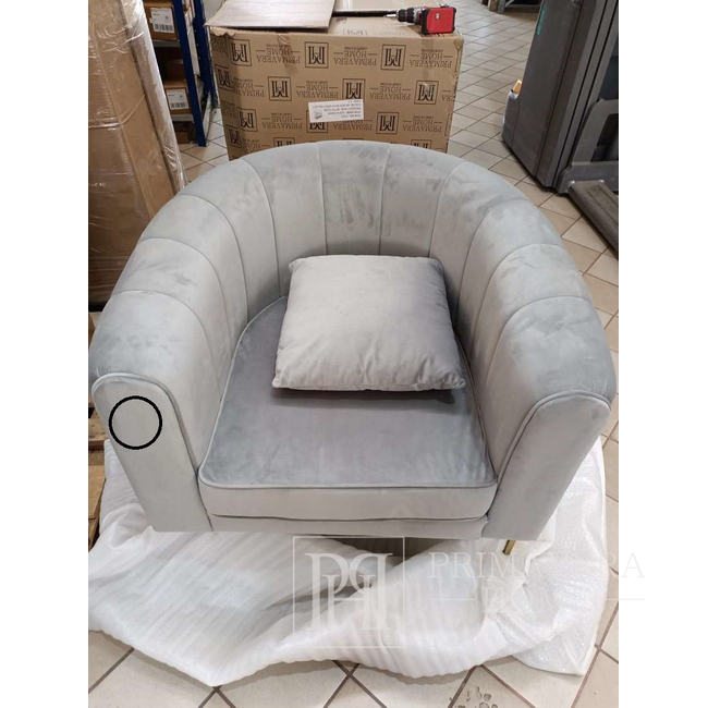 Modern glamor armchair for the living room and dining room gray silver BENT OUTLET