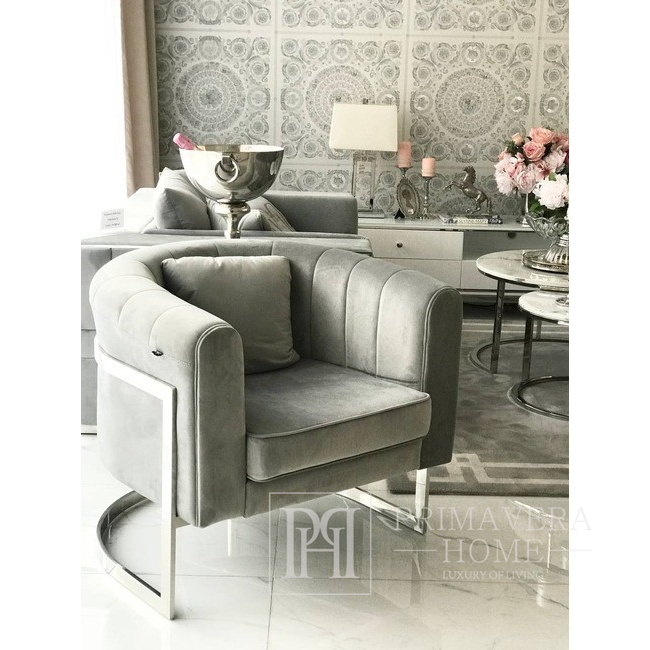 Modern glamor armchair for the living room and dining room gray silver BENT OUTLET