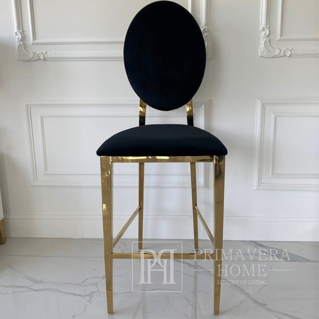 Prabangi baro kėdė, sala, moderni, žavinga, juoda, auksinė Medūza 