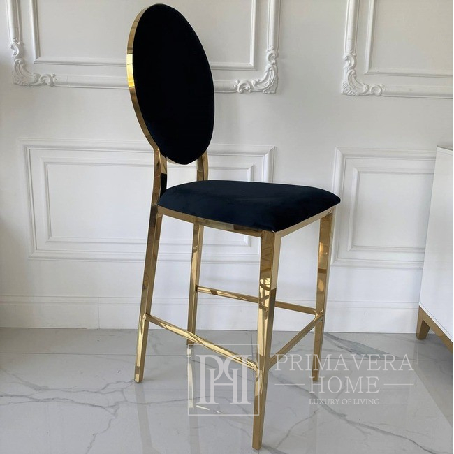 Luxury bar stool, island, modern, glamor, black, gold Medusa 