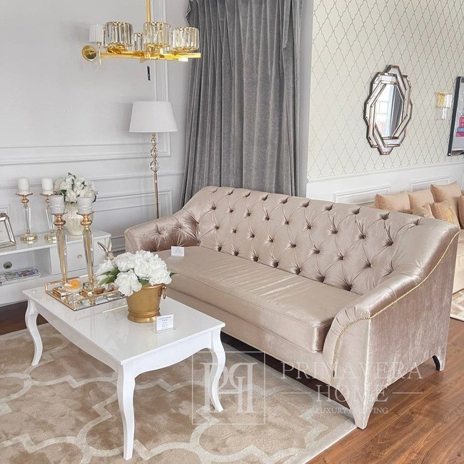 Sofa tapicerowana glamour, pikowana, klasyczna, ekskluzywna PRADA OUTLET