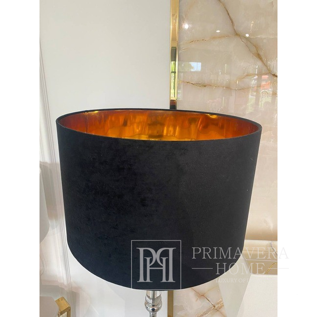 Round velor lampshade, black, gold, XXL cylinder