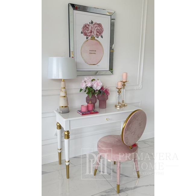Krzesło glamour, designerskie, tapicerowane, do toaletki , jadalni, salonu, różowo - złote PINK 