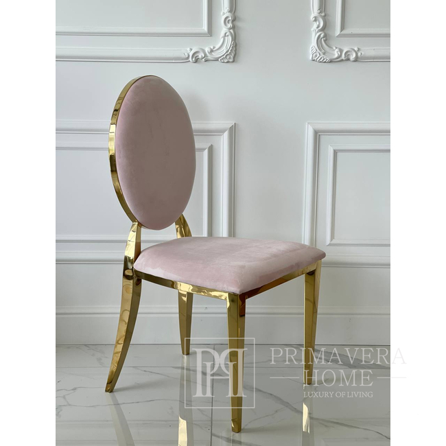 Ekskluzywne krzesło na salę weselną, na ślub złote różowe glamour, wygodne, bankietowe do hotelu, restauracji ANILLO 