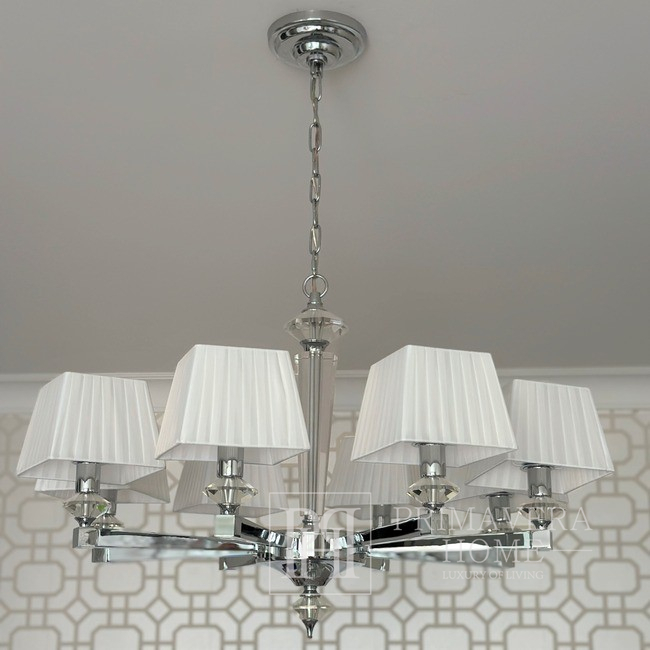 Elegant stylish lamp chandelier glamor pendant lamp, hamptons style 8 arms ELEGANZA M SILVER Lighting
