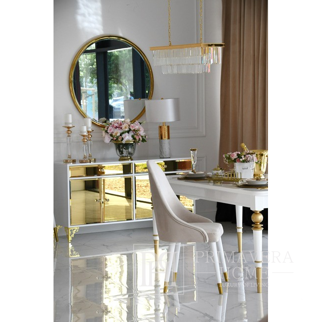 Komoda glamour luksusowa, drewniana, do salonu, do sypialni, drewniana, lakierowana złota designerska VENICE