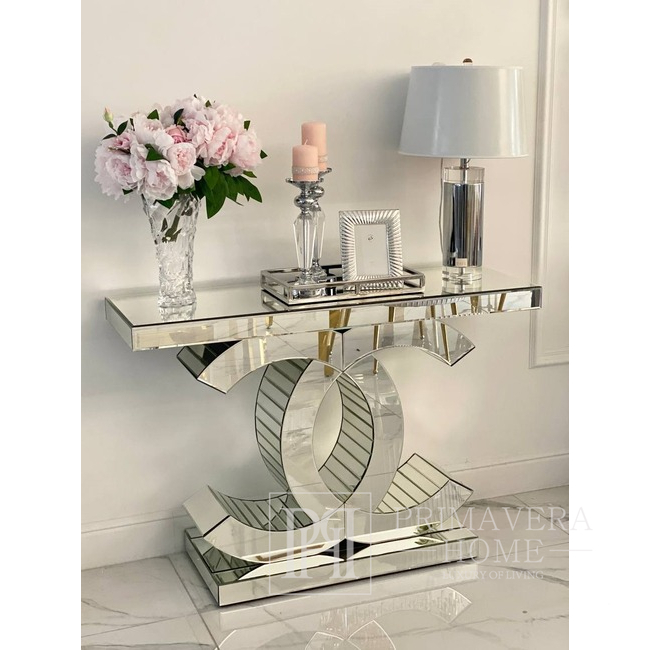 Silver glamor mirror console for the living room, for the hall COCO