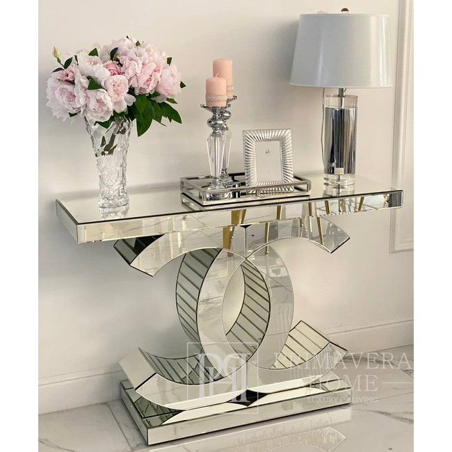 Silver glamor mirror console for the living room, for the hall COCO