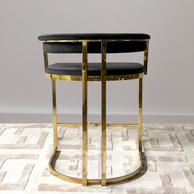 Krzesło glamour luksusowe, stalowe, do jadalni, do toaletki, designerskie, nowoczesne czarne złote MARCO OUTLET 