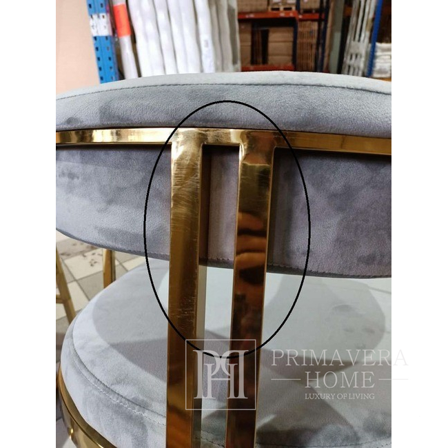 Luxury glamor chair, steel, for the dining room, for the dressing table, designer, modern gray gold MARCO OUTLET 