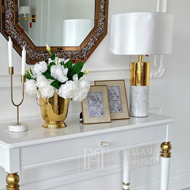 Moderne Tischlampe, Weißgold, Glamour-Stil SILVIA