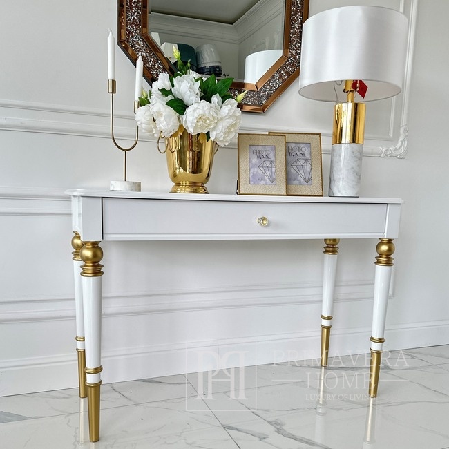 Modern table lamp luxury, white gold, glamor style SILVIA