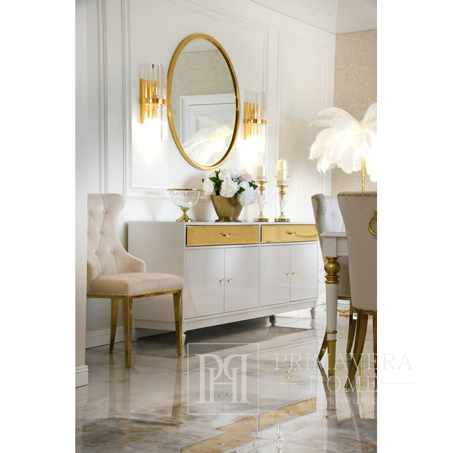 Luxuriöse Glamour-Kommode aus Holz, für das Wohnzimmer, für das Schlafzimmer, aus Holz, goldlackiert, Designer VENICE