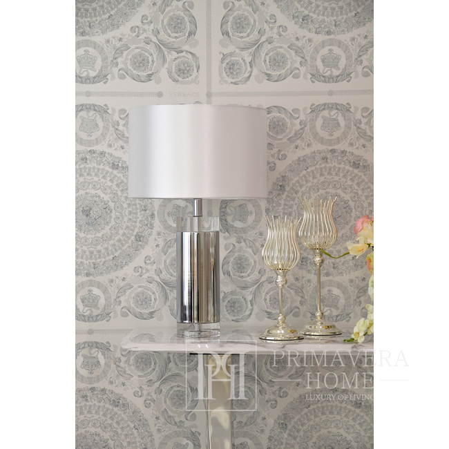 Lampa stołowa glamour, luksusowa stalowa, duża, nowoczesna, srebrna SOFIA