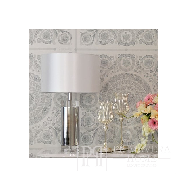 Lampa stołowa glamour, luksusowa stalowa, duża, nowoczesna, srebrna SOFIA