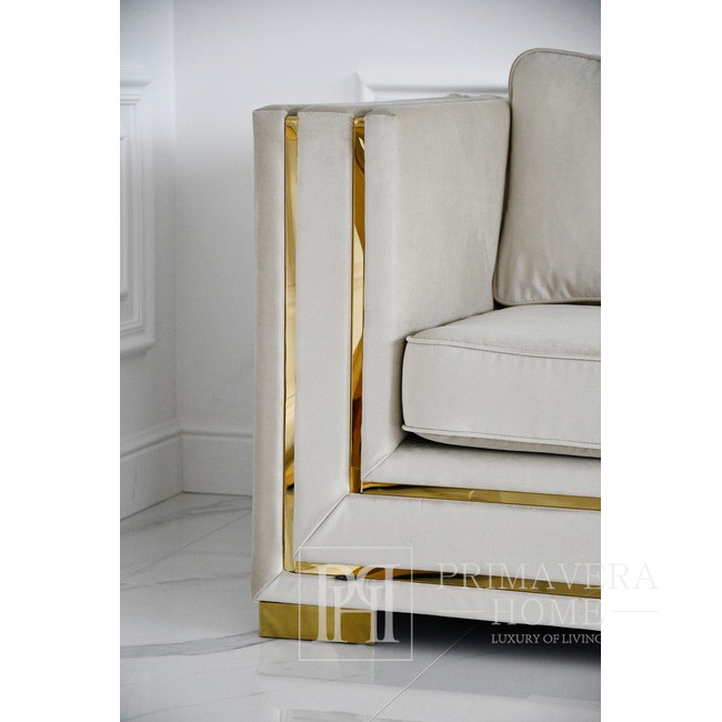 Moderni sofa svetainei, dizainerė, išskirtinė, glamūrinė, su aukso skersiniais MONACO 