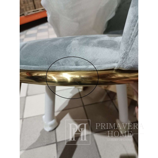 Modern glamor chair for the dining room, designer, for the living room, steel, for the dressing table, small, round, comfortable, gray, gold ENZO OUTLET 