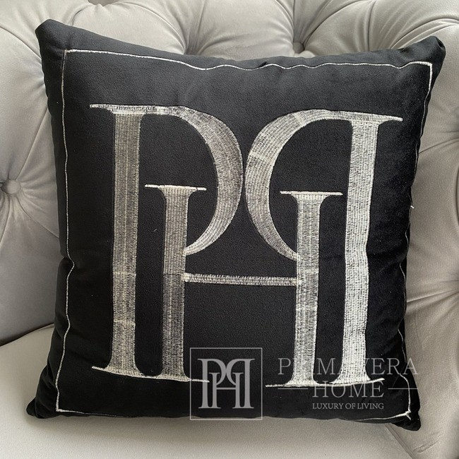 Decorative pillow 40x40, with the PH logo, black, silver, 
