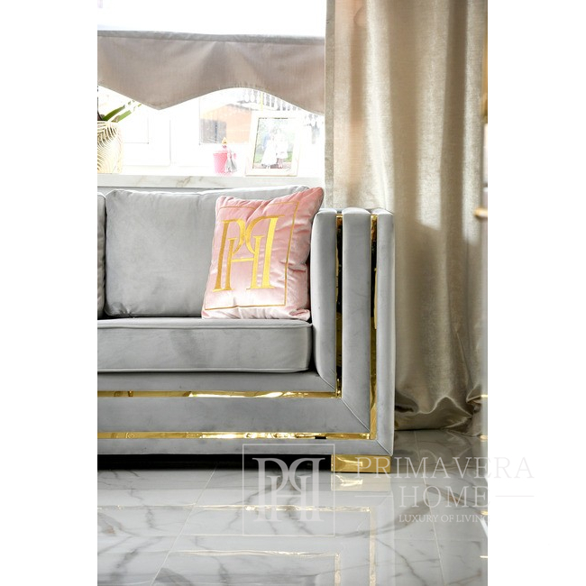 Corner sofa with slats, modern corner sofa, for the living room, extendable, designer gold, silver MONACO WITH SLATTS 