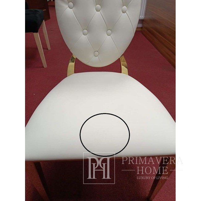 2 žavingų kėdžių rinkinys su skiautine, apvalus atlošas, plienas, baltas, auksinis MEDALION OUTLET 