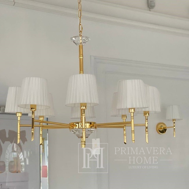 Ceiling lamp modern chandelier glamor, hamptons style crystal gold 8 arms ANGELO M